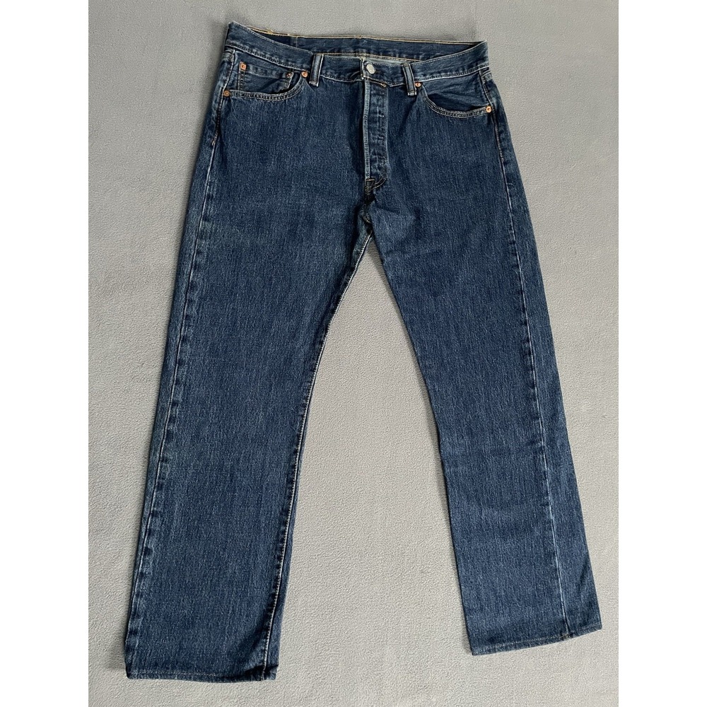 Levi's 501 Jeans Mens 36x30 Blue Button Fly Straight Leg Denim Medium Wash